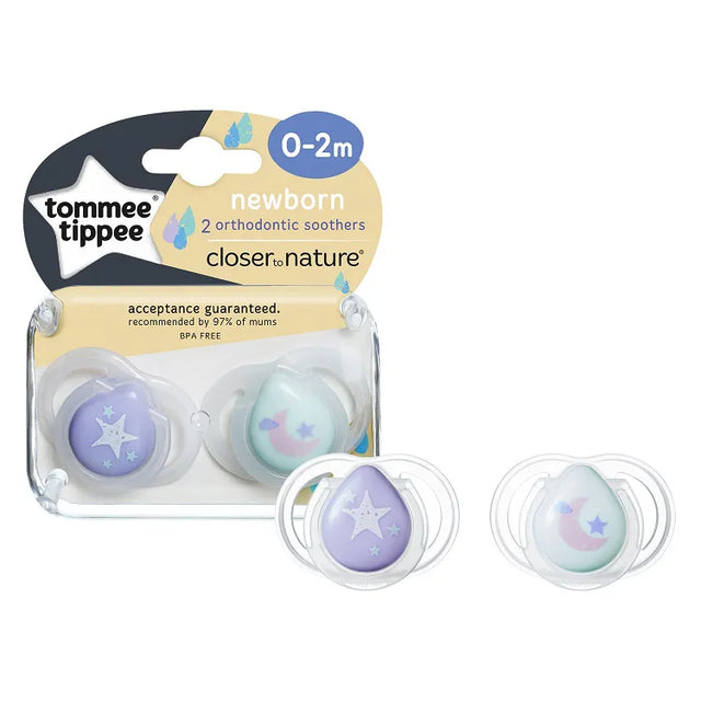 Tommee Tippee 2 Pack Orthodontic Soothers 0-2m