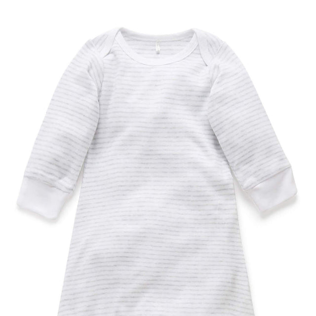 PureBaby Sleepsuit - Pale Grey Melange Stripe