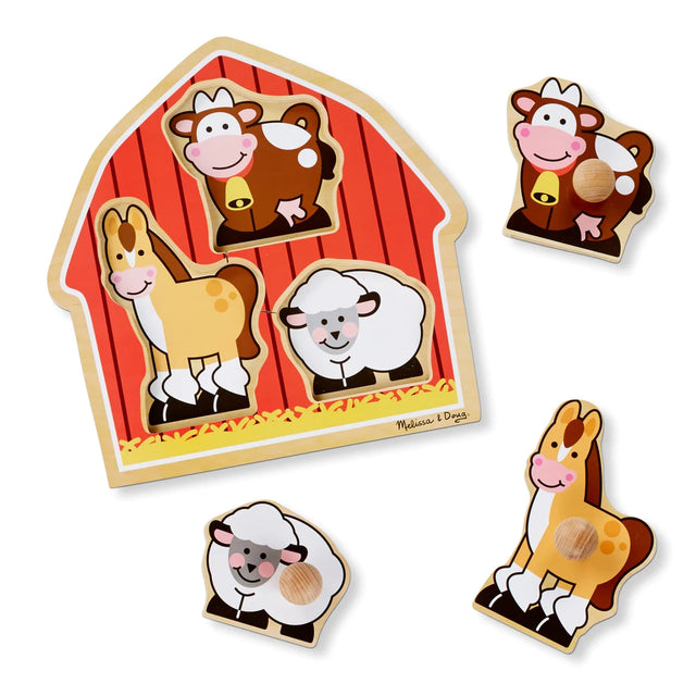 Melissa & Doug  Barn Animals Knob Puzzle (3-pieces)