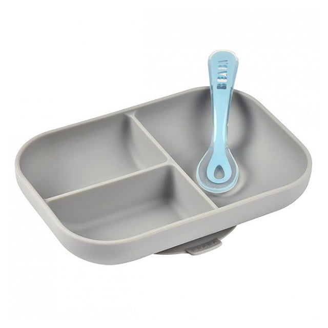 Beaba Silicone Suction Divided Plate & Spoon