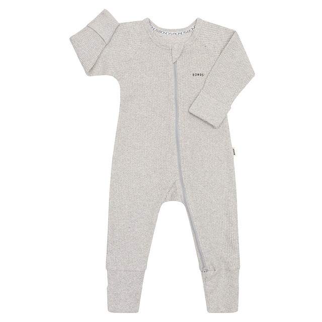 Bonds Waffle Zip Wondersuit New Grey Marle