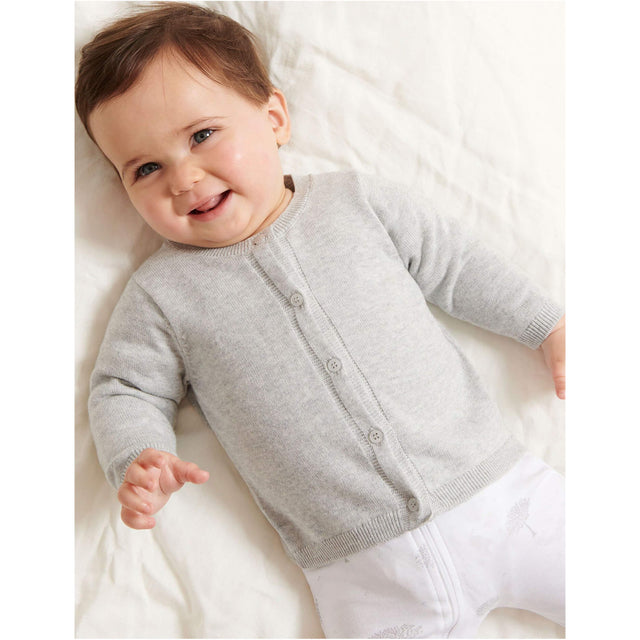 PureBaby Cotton Cardigan - Pale Grey Melange