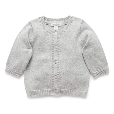 PureBaby Cotton Cardigan - Pale Grey Melange