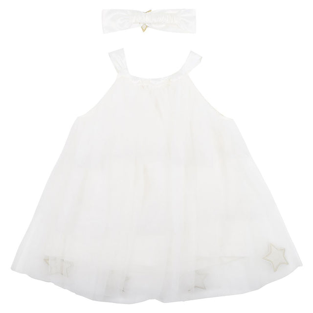 Minihaha Star Dress with Headband, White