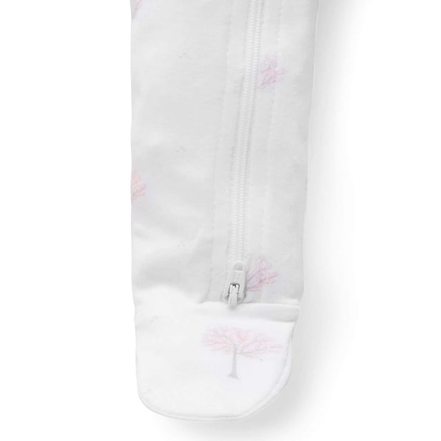 PureBaby Zip Growsuit - Pale Pink Tree