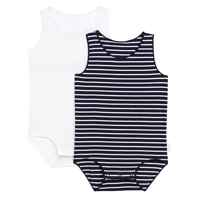 Bonds Wonderbodies Singlet Suit 2pk Black Sea & White