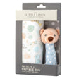 Little Linen Muslin Wrap & Crinkle Toy - Safari Bear