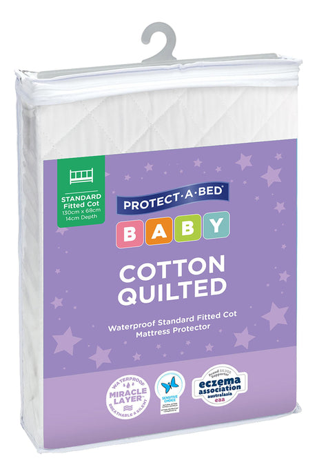 Protect-A-Bed Cotton Quilted Waterproof Standard Fitted Cot Mattress Protector