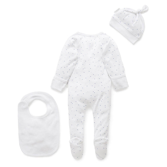 PureBaby 3 Piece Set - Pale Blue Spot