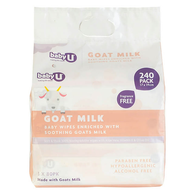 babyU Goat Milk Wipes 240 Pack