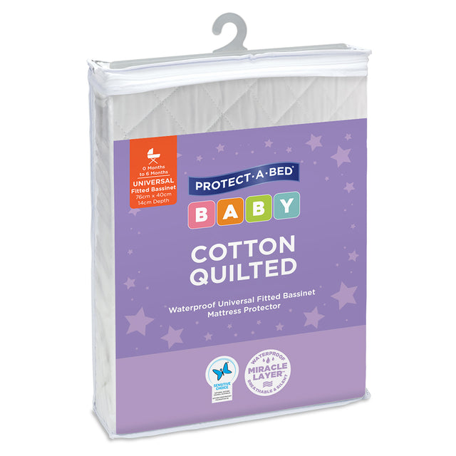 Protect-A-Bed Cotton Quilted Waterproof Large Bassinet Mattress Protector