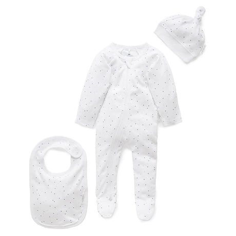 PureBaby 3 Piece Set - Pale Blue Spot