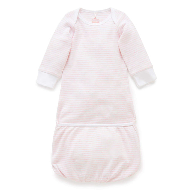 PureBaby Sleepsuit - Pale Pink Melange Stripe