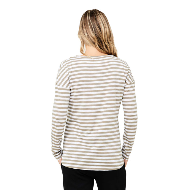 Ripe Lionel Long Sleeve Nursing Tee - Olive/White