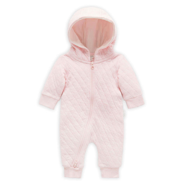 PureBaby Quilted Growsuit - Soft Pink Melange