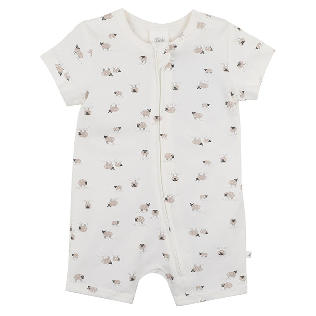 Bebe White Label Organic Short Sleeve Romper Sheep