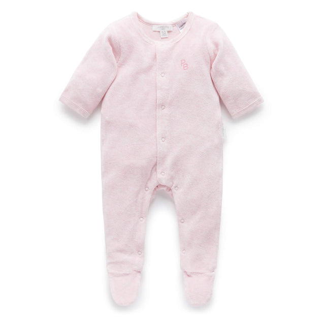 PureBaby Velour Growsuit - Soft Pink Melange