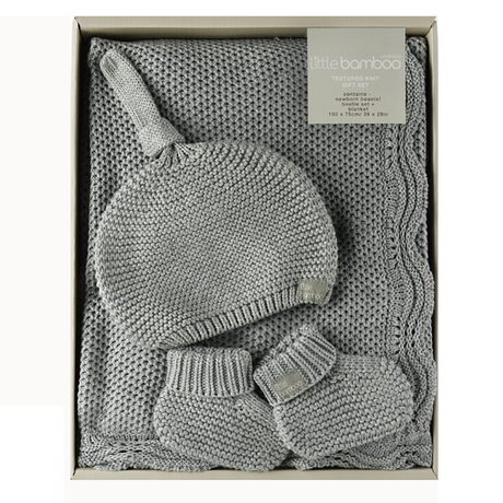 Little Bamboo Textured Knit Gift Set - Marle Grey