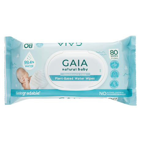 Gaia Natural Baby Plant-Based Water Wipes 80 Pack