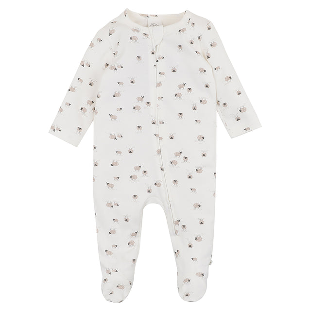 Bebe White Label Organic Long Sleeve Romper Sheep