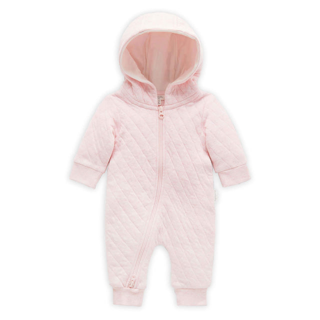 PureBaby Quilted Growsuit - Soft Pink Melange