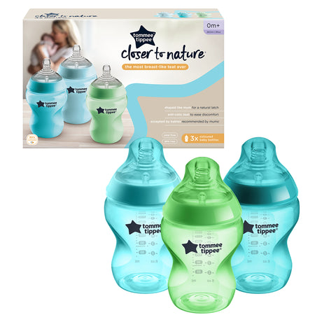 Tommee Tippee Colour My World Feeding Bottles Boy 260ml 3pk