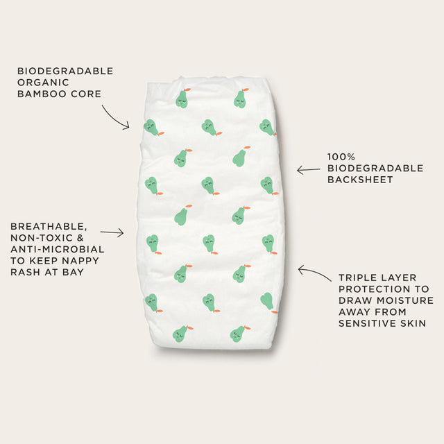 Tooshies Organic Bamboo Nappies Size 1 Newborn (3-5kg) 52pk