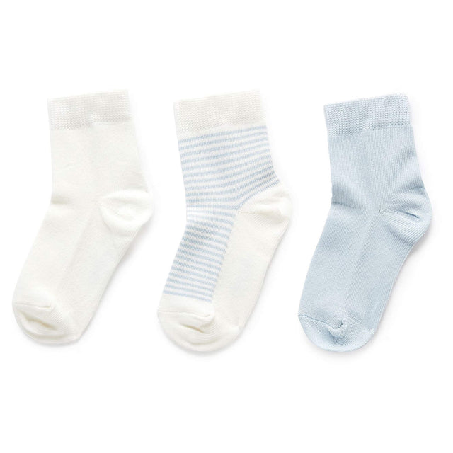 PureBaby 3 Sock Pack - Pale Blue