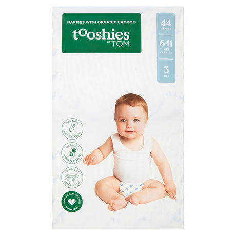 Tooshies Organic Bamboo Nappies Size 3 Crawler (6-11kg) 44pk