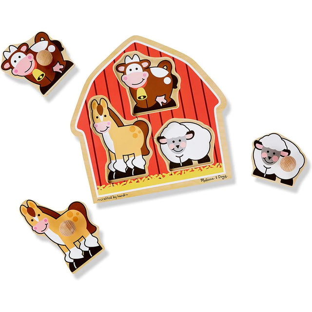 Melissa & Doug  Barn Animals Knob Puzzle (3-pieces)